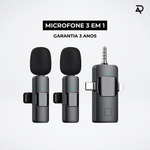 Microfone Wireless 3 em 1