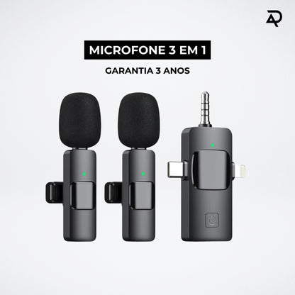 Microfone Wireless 3 em 1