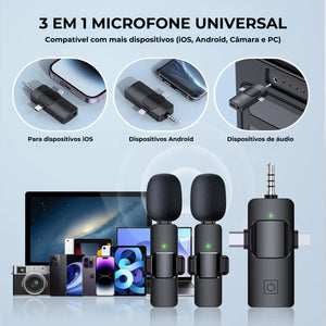 Microfone Wireless 3 em 1