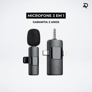 Microfone Wireless 3 em 1