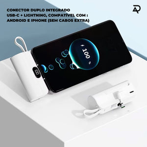 Mini Power Bank com Conector Duplo e Ecrã Digital